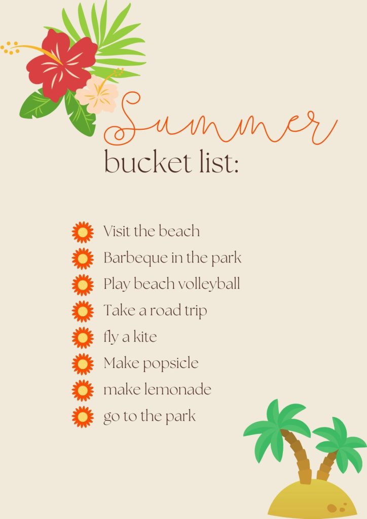 Orange Modern Summer Bucket List