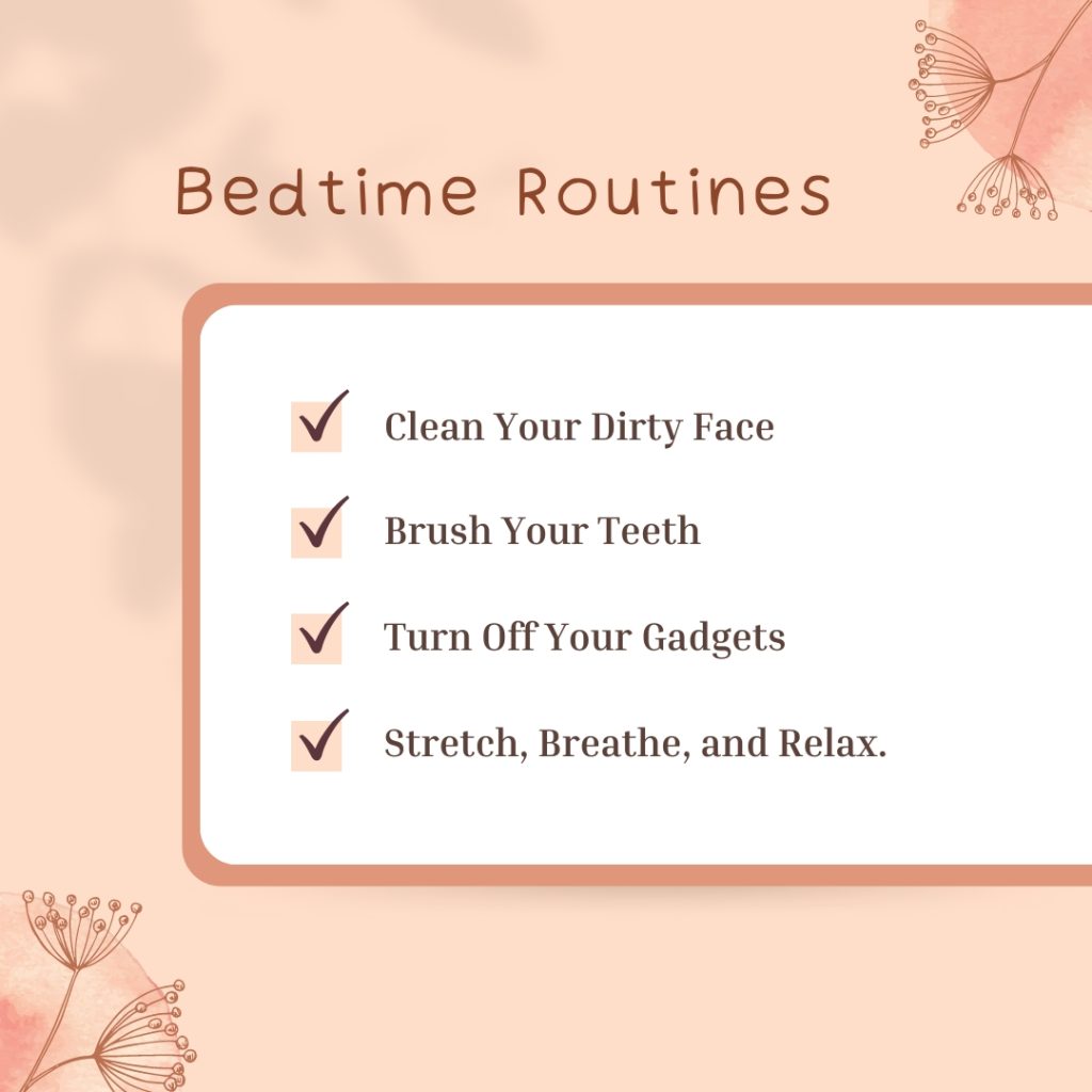 Peach Floral Bedtime Routines Checklist