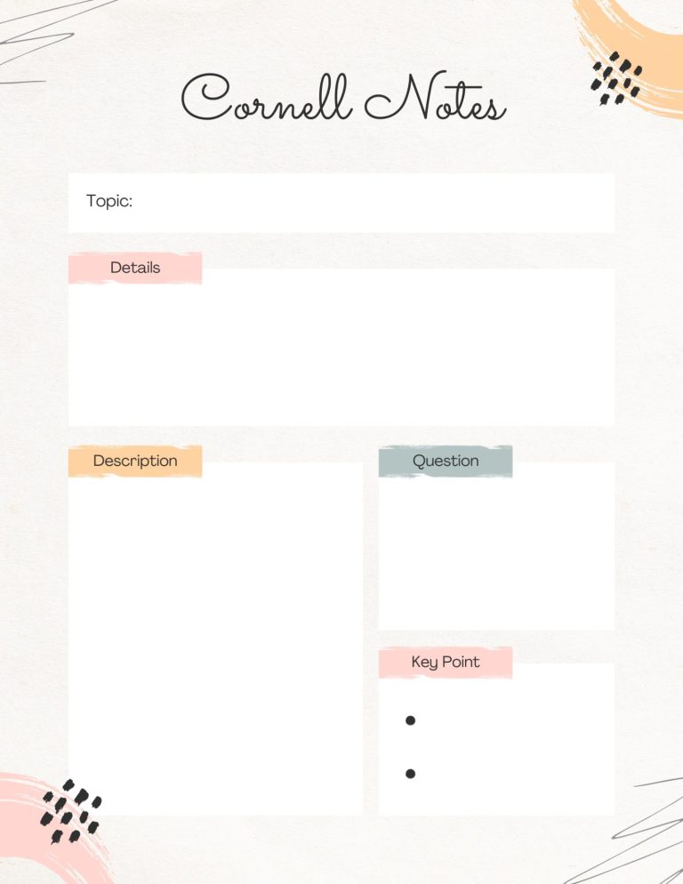 Printable Cornell Notes Templates | Free 40 Download