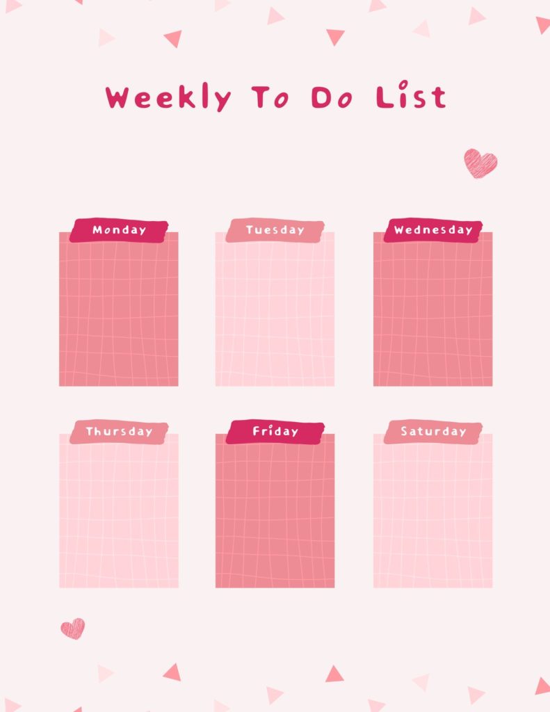 Pink White Creative Weekly To Do List Planner