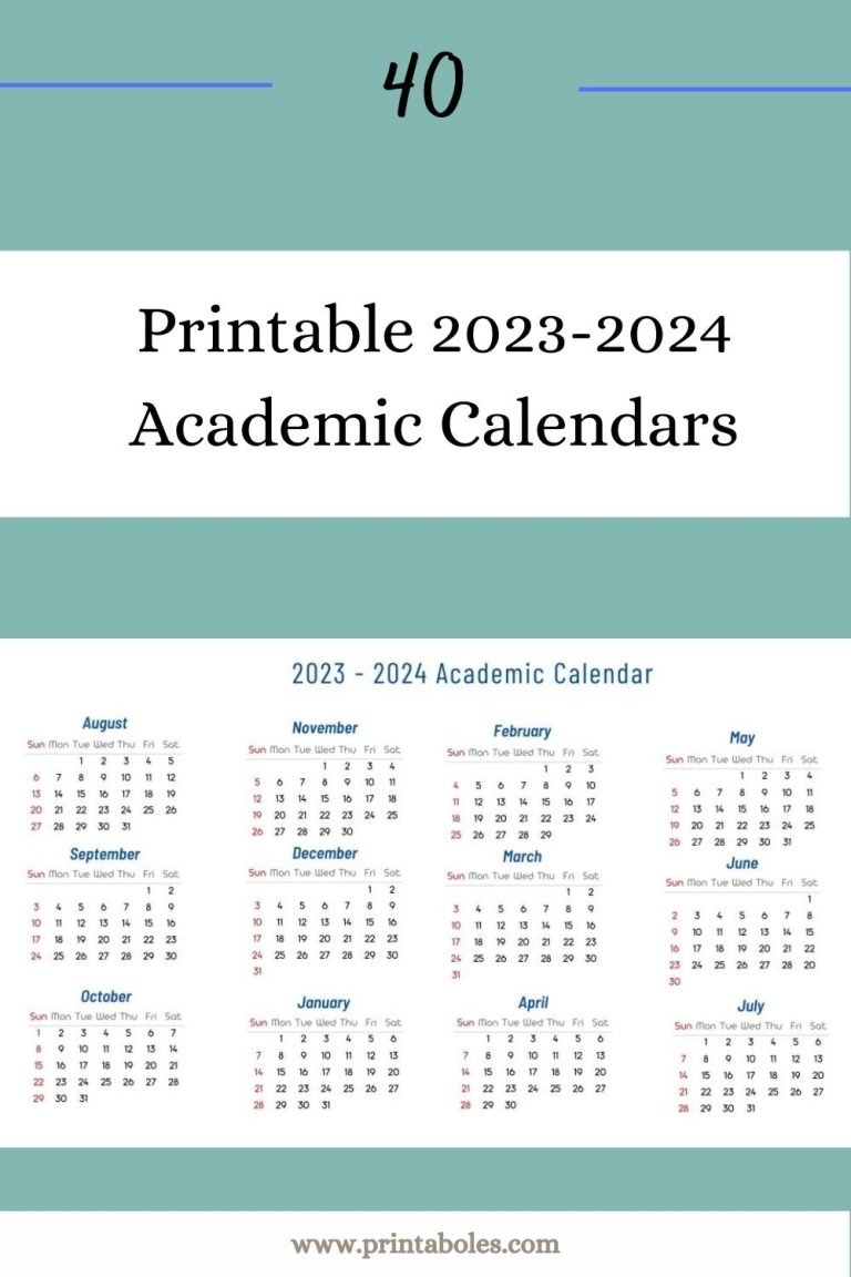 Printable 2023-2024 Academic Calendars