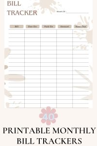40 Free Printable Monthly Bill Trackers - Printaboles