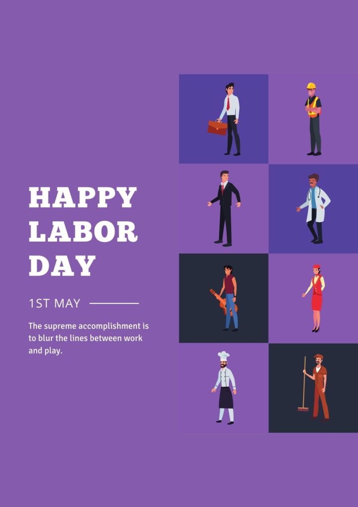 Purple Minimal Happy Labor Day