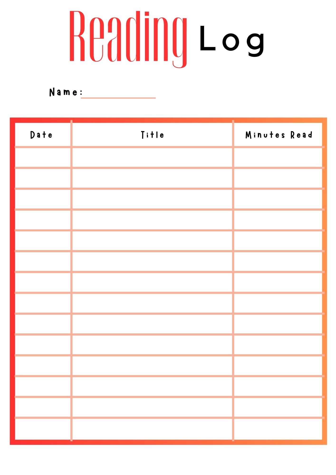 40 Free Printable Reading Logs - Printaboles