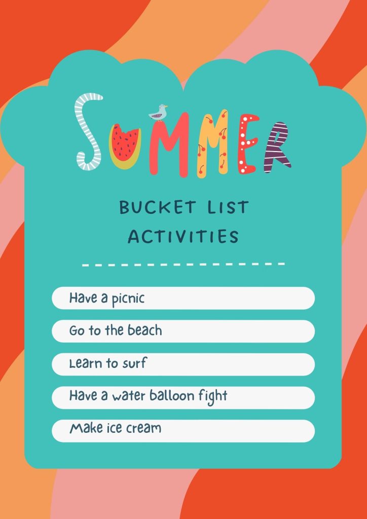 Retro Playful Printable Summer Bucket Lists