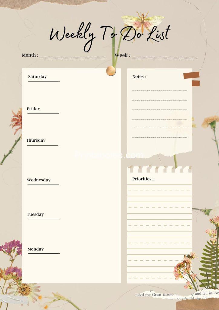 Scrapbook Weekly To Do List