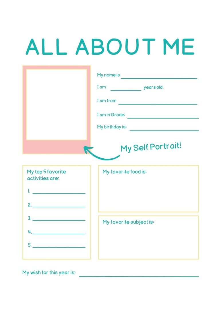 40 Free Printable All About Me Worksheets - Printaboles