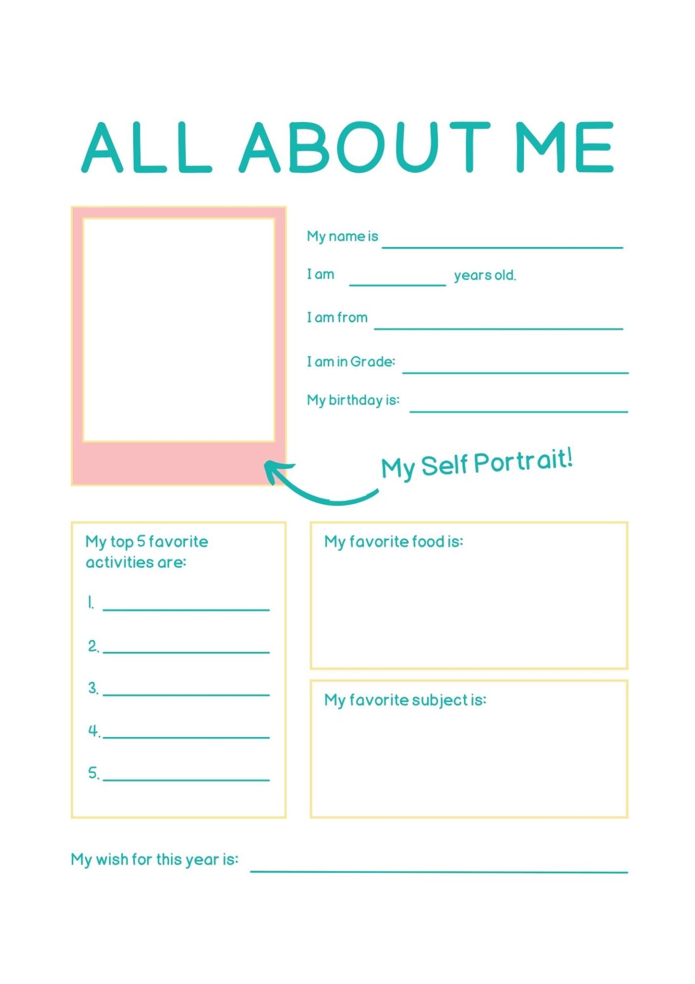 40 Free Printable All About Me Worksheets - Printaboles