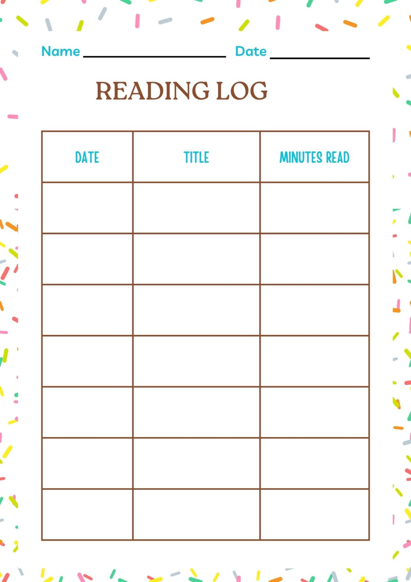 Printable Reading Log Free