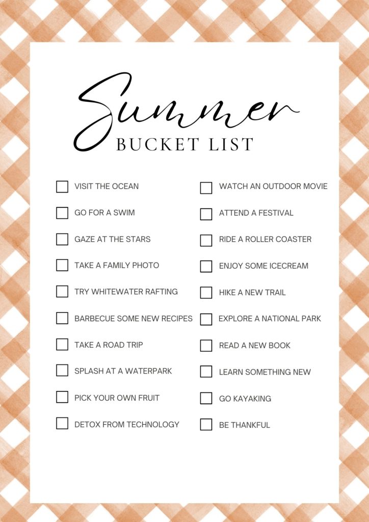 Summer Bucket List Document