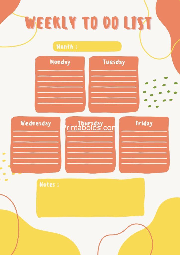 Weekly To Do list Illustration Orange