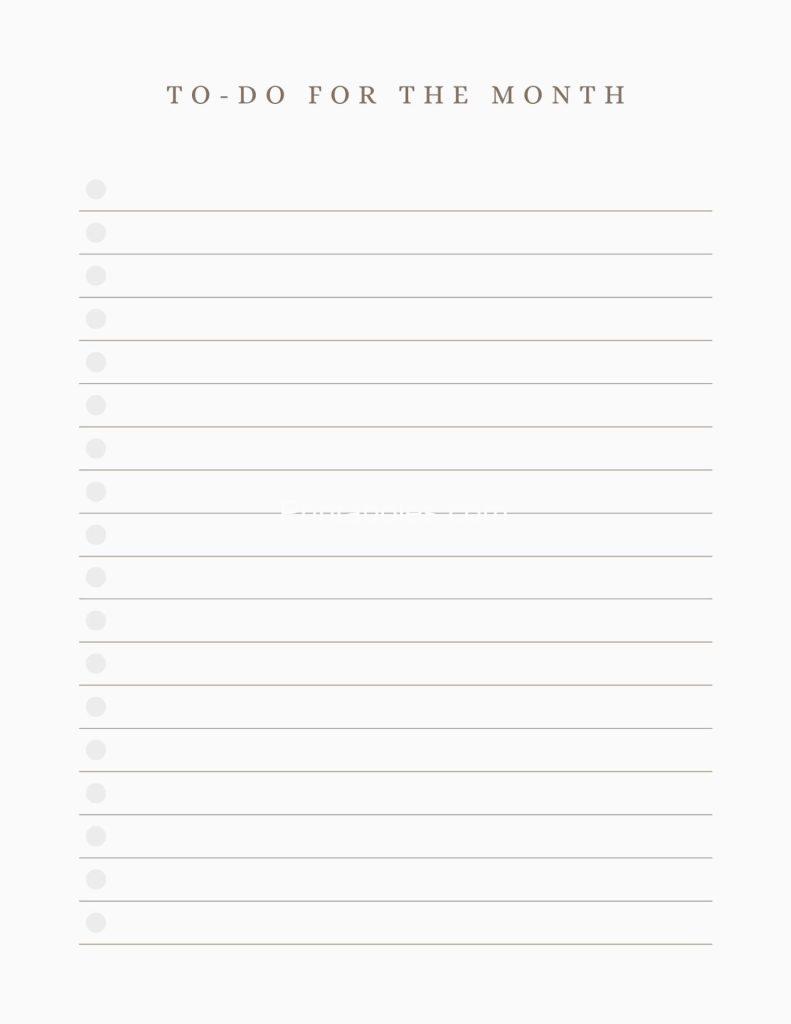White Minimalist Monthly To Do List Planner