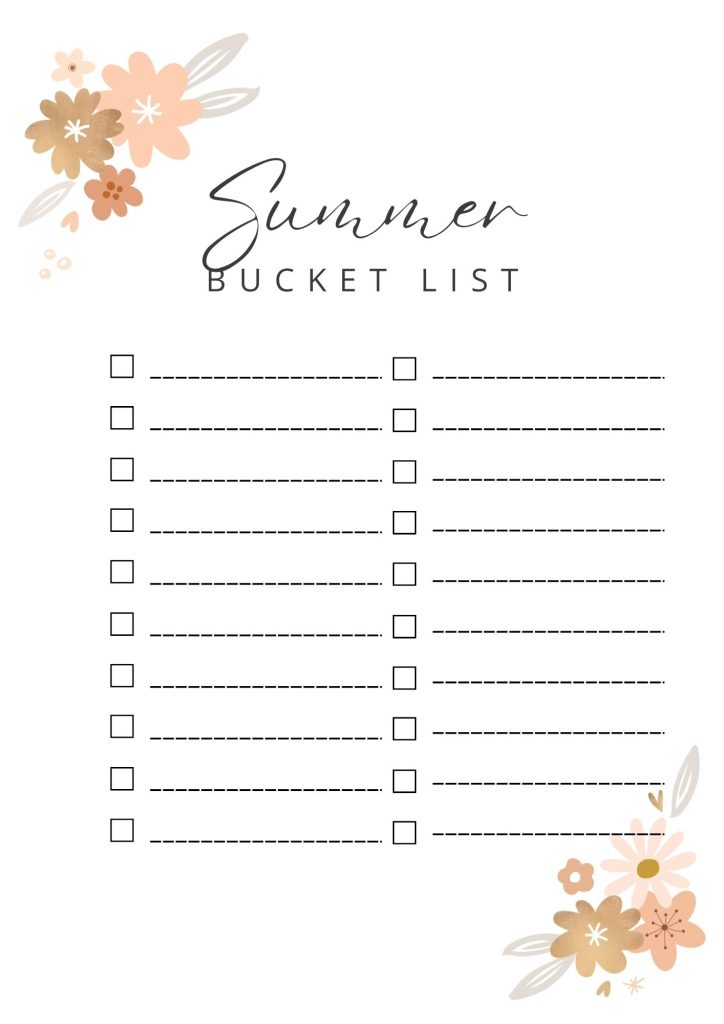 White Pink Cute Summer Activity Easter Bucket List Document