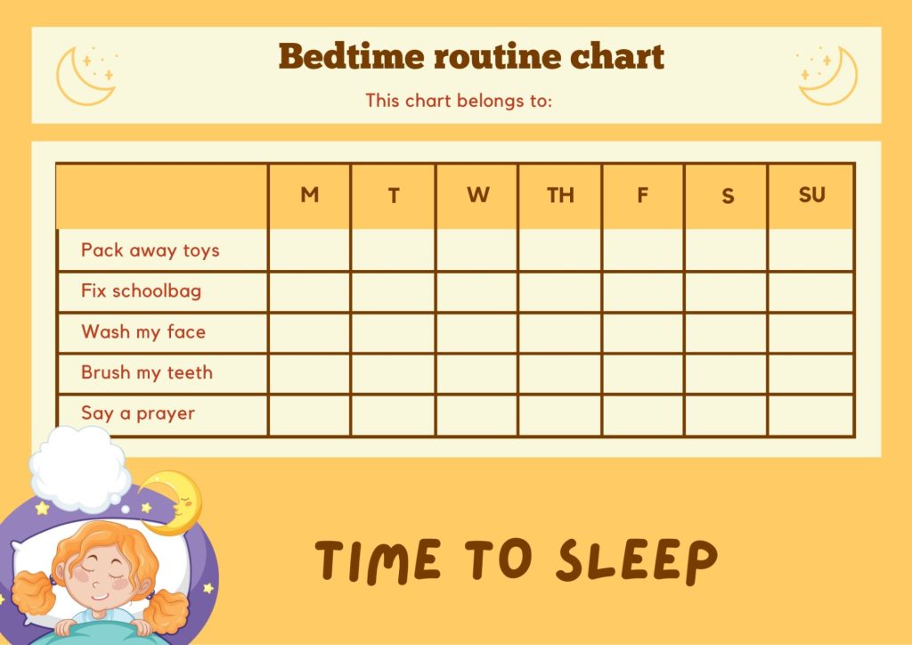 White and Cream Modern Bordered Moon Bedtime Checklist