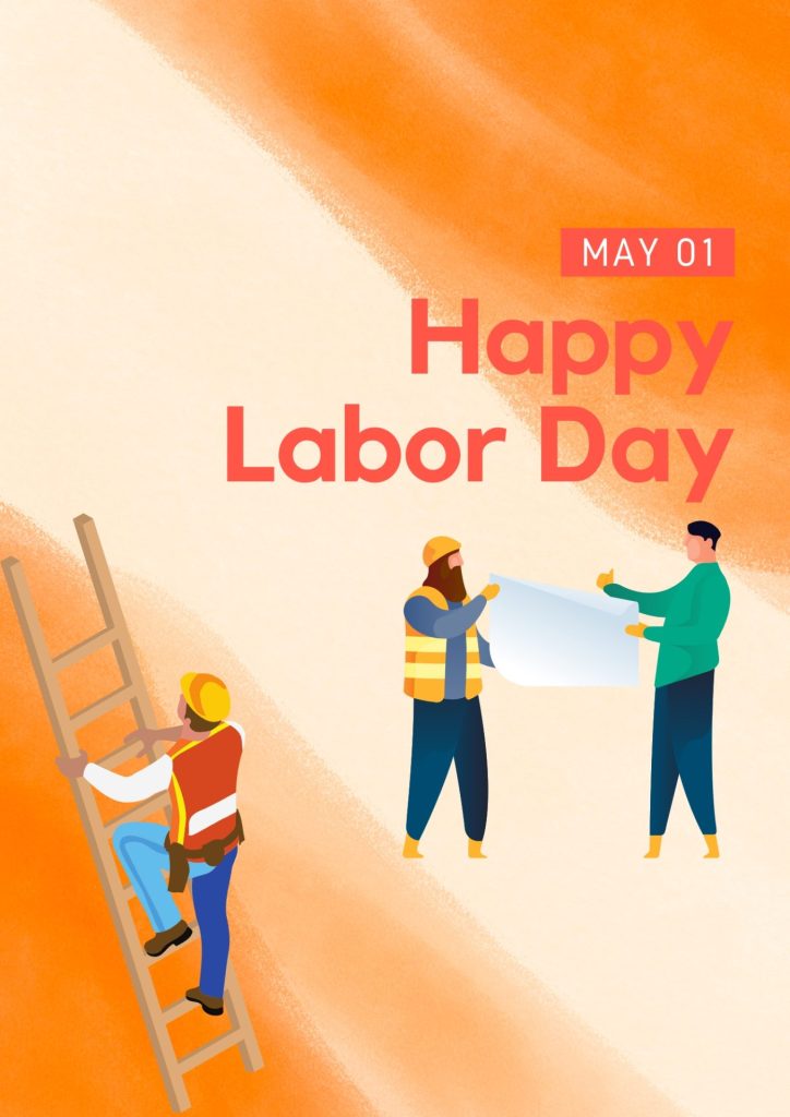 White and Orange Creative Illustration Happy Labor Day