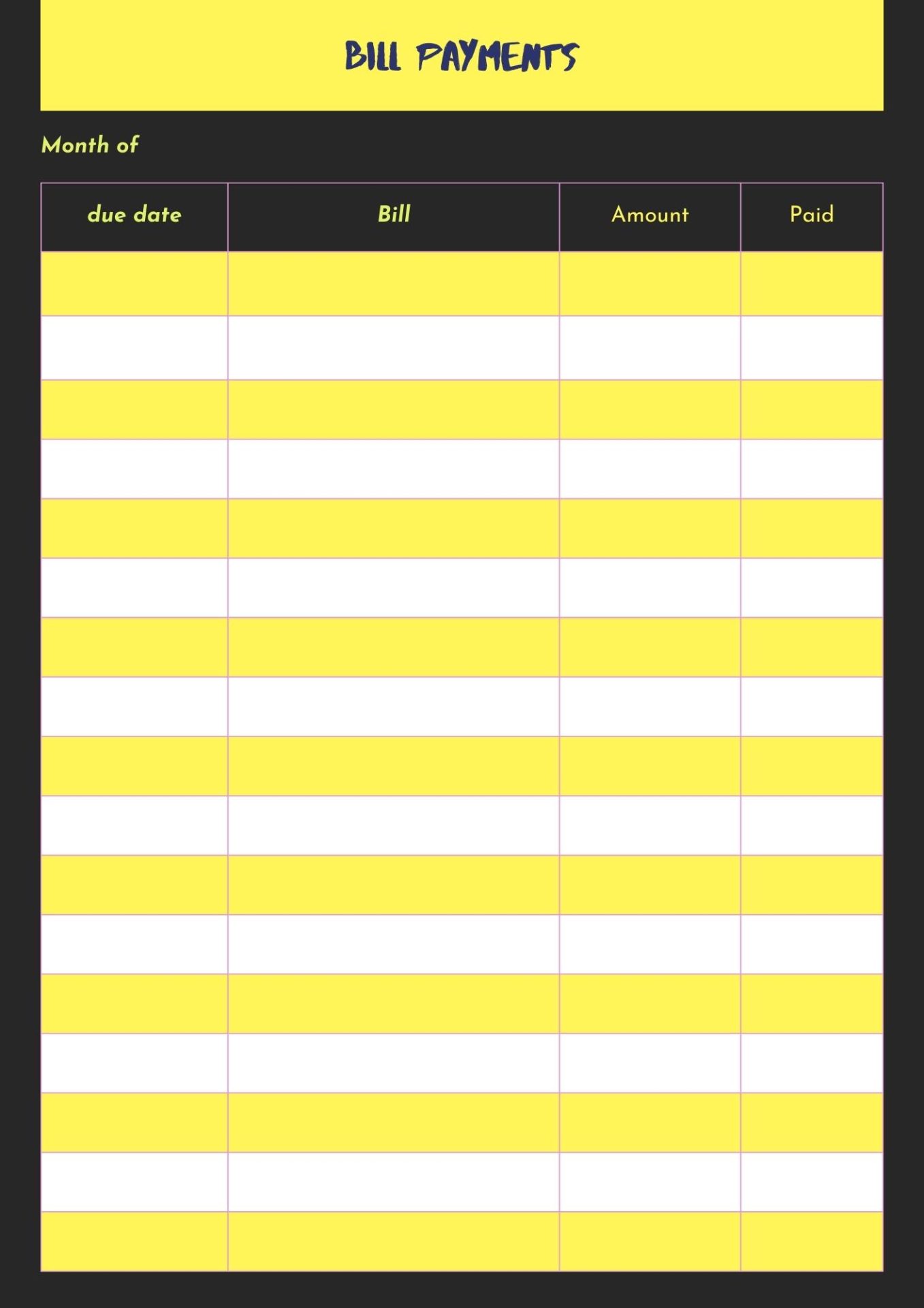 40 free printable monthly bill trackers printaboles