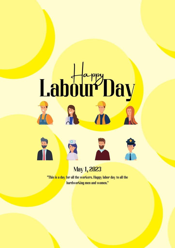 Yellow and White Creative Happy Labour Day Posters