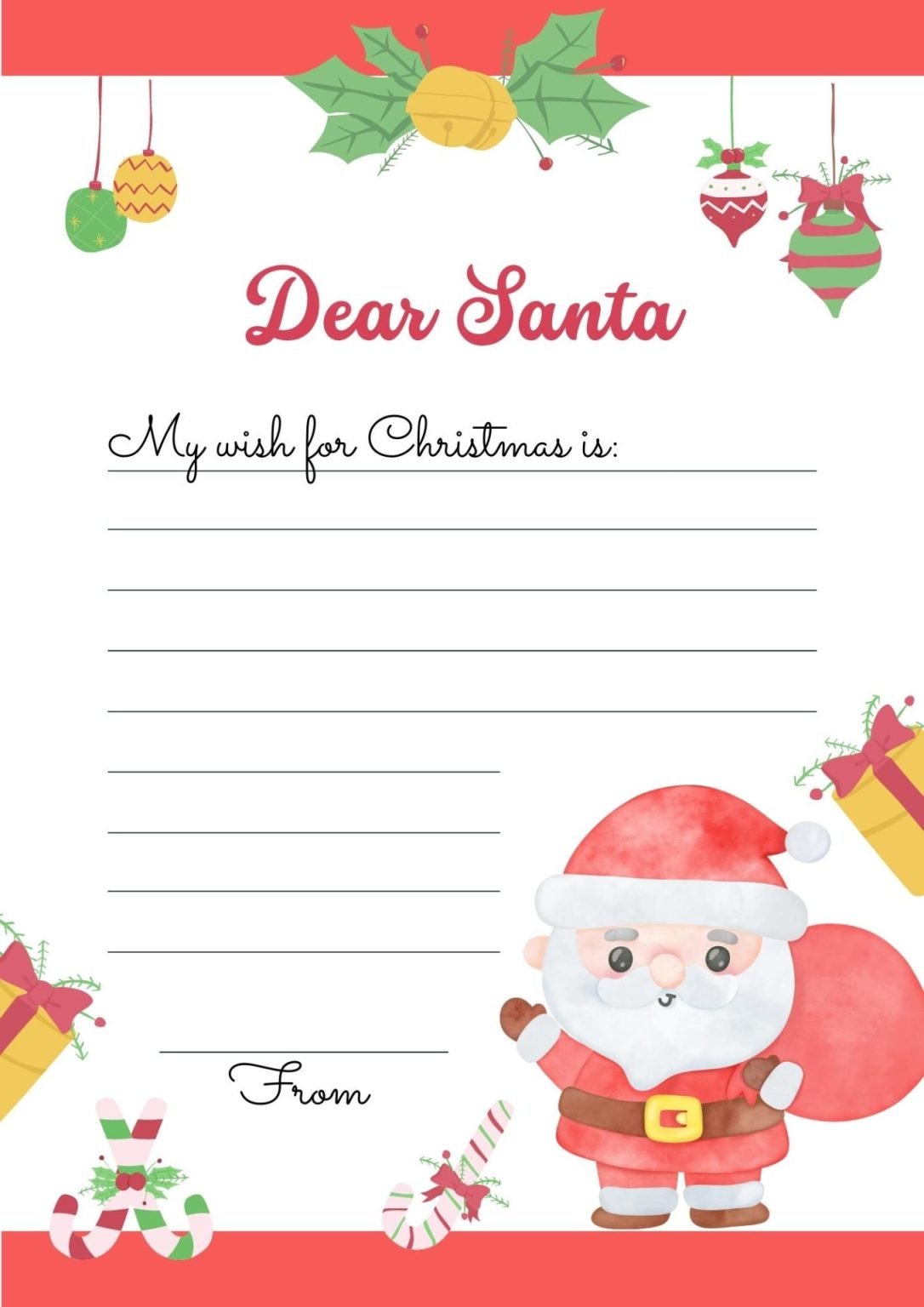 40 Free Printable Dear Santa Letters - Printaboles