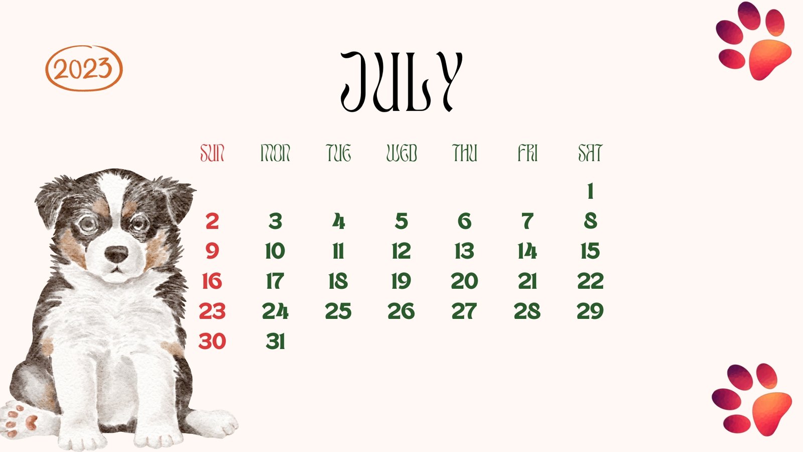 40 July 2023 Printable Calendars - Printaboles