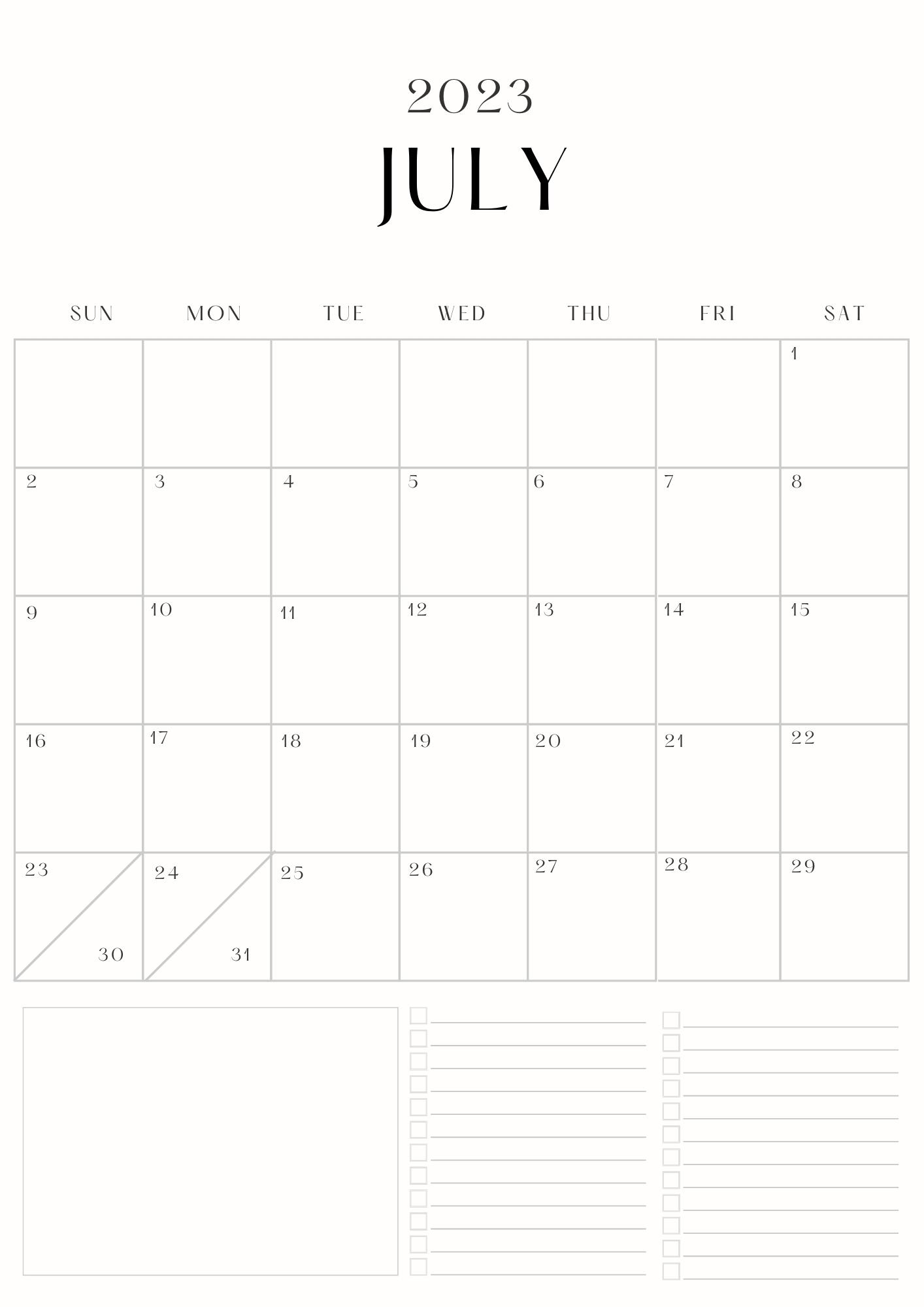 40 July 2023 Printable Calendars - Printaboles