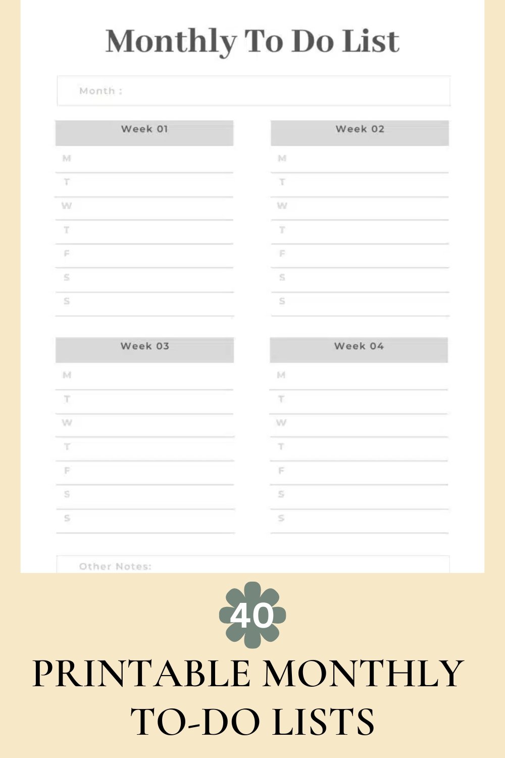 Printable Monthly To Do Lists