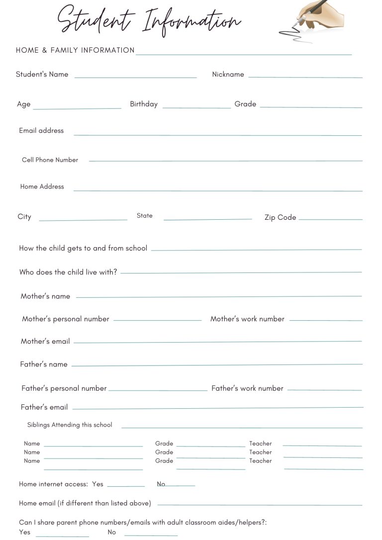 40-free-printable-student-information-sheets-printaboles