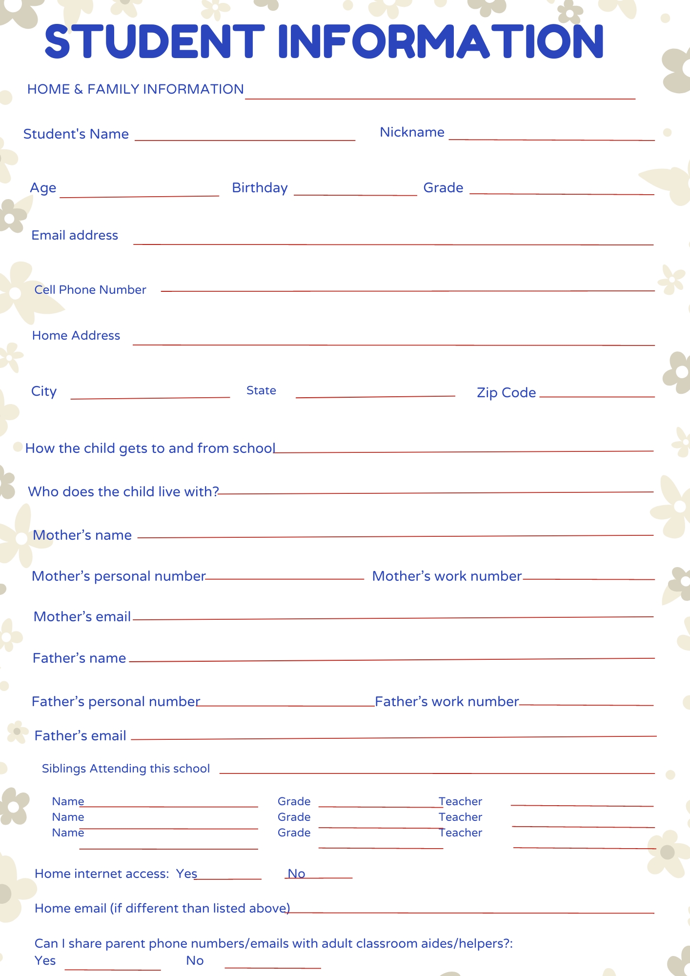 40-free-printable-student-information-sheets-printaboles