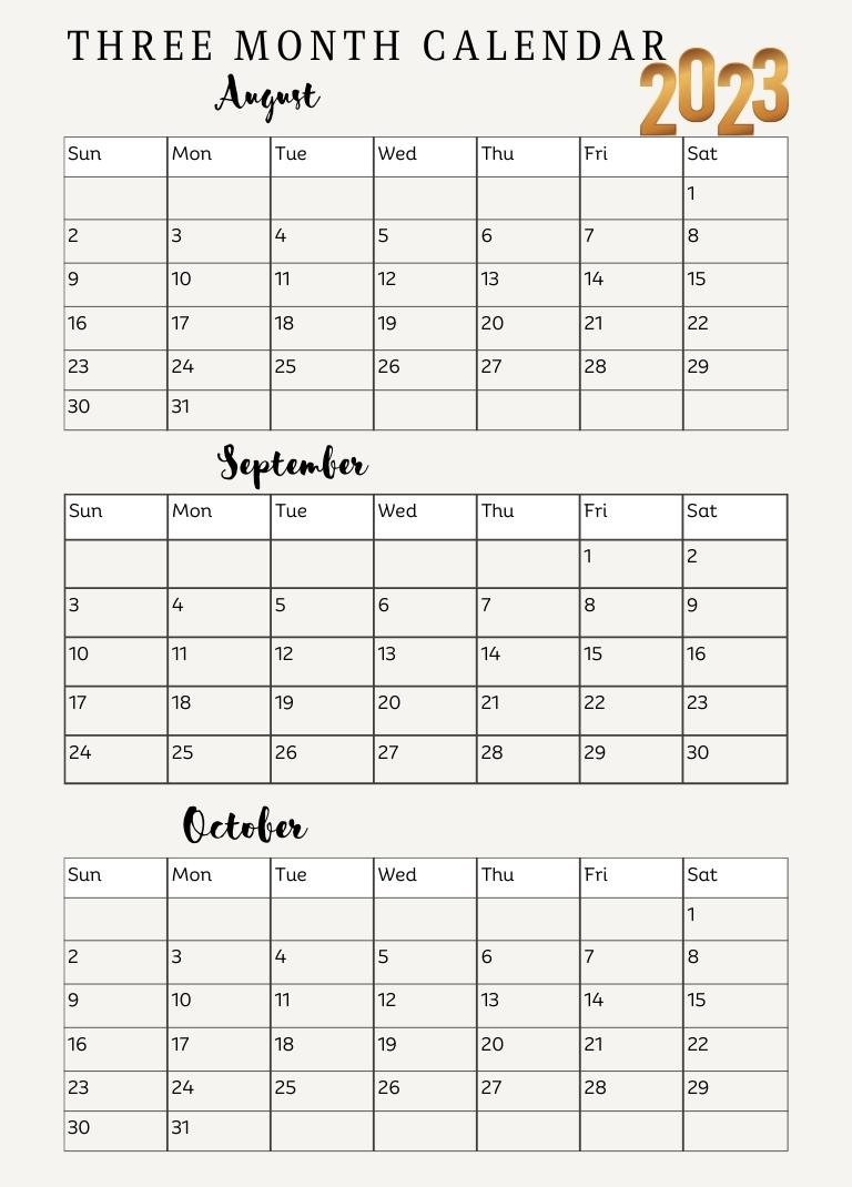 2023 Free Printable Three Month - Three Month Calendar 2023 21 