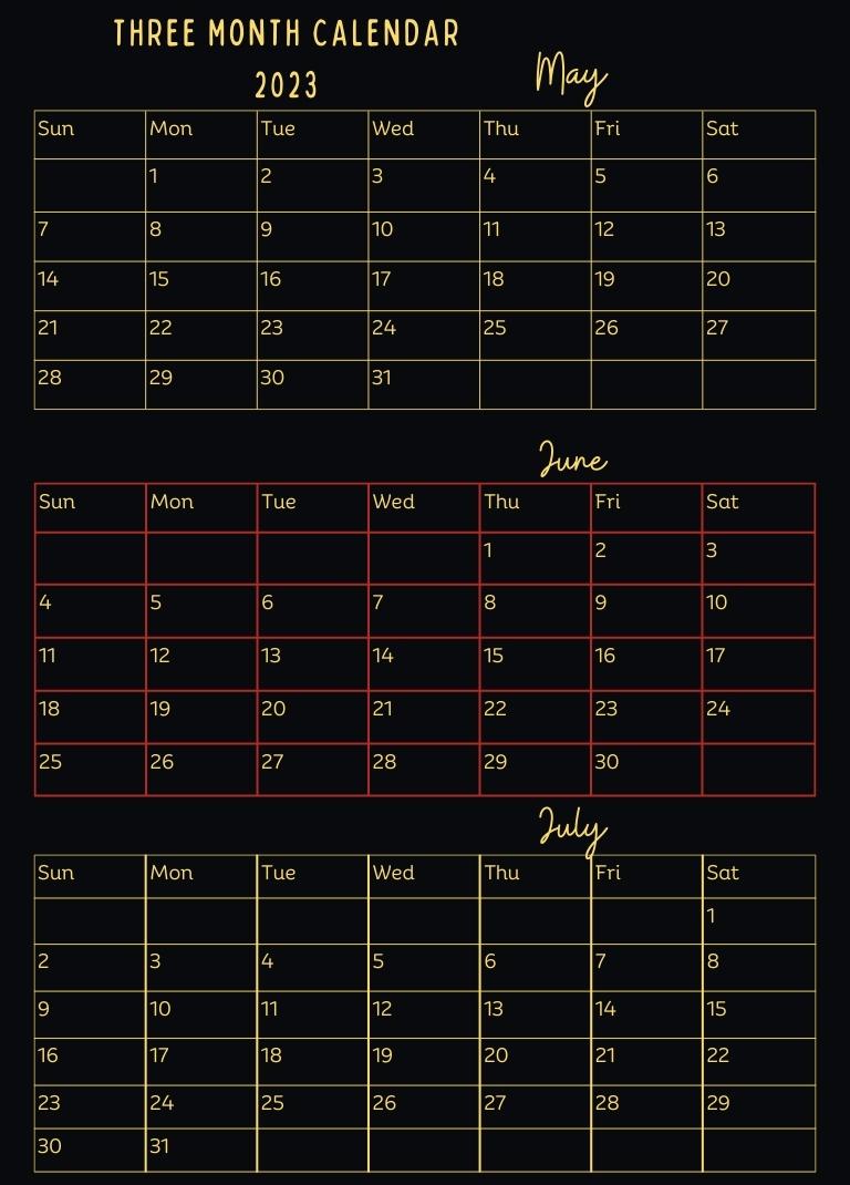 2023 Free Printable Three Month - Three Month Calendar 2023 8 