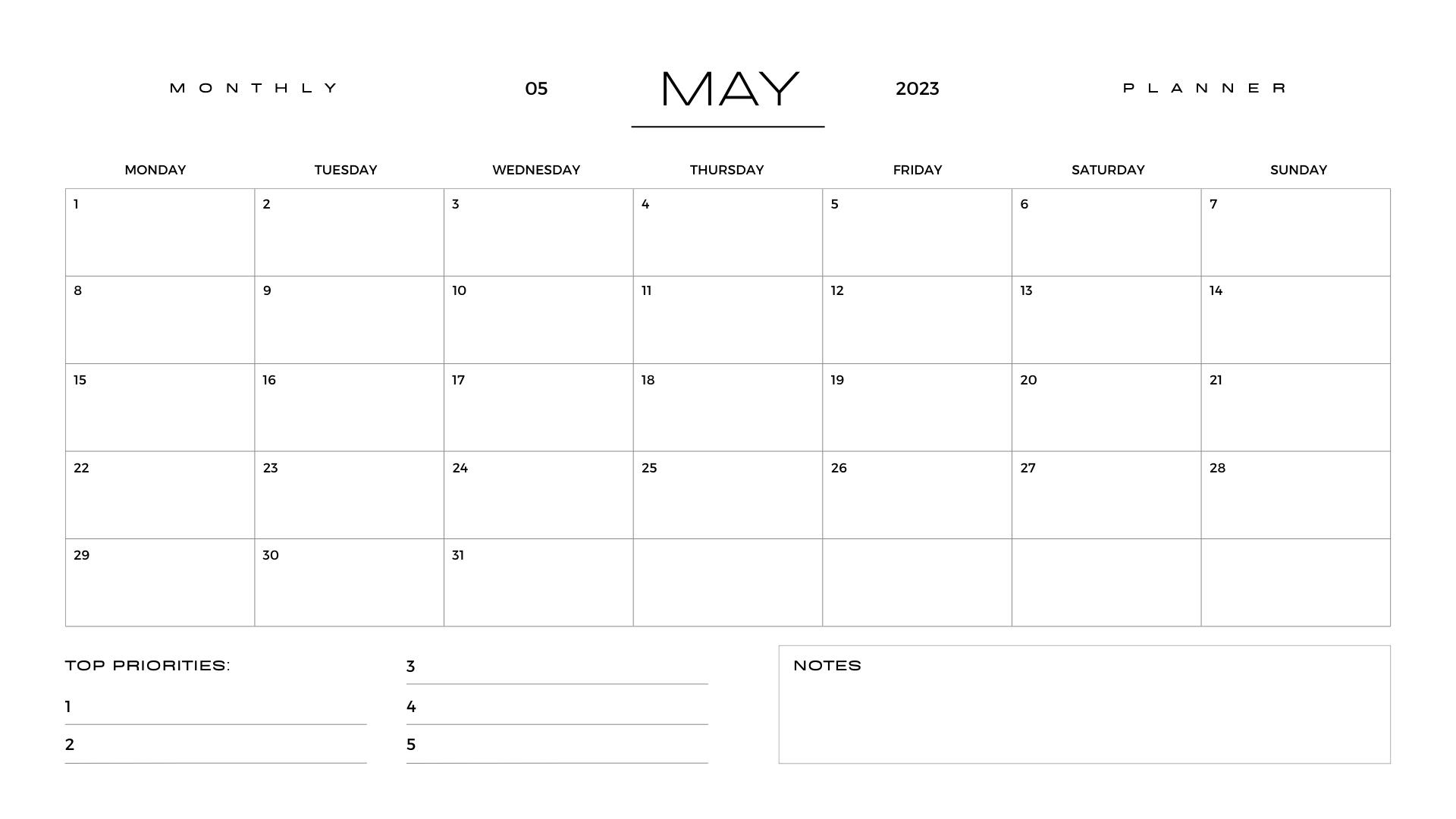 40 May 2023 Printable Calendars - Printaboles